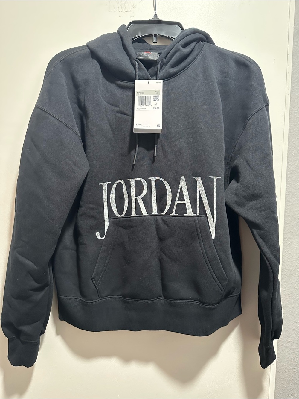 Women’s Nike Black Crewneck Hoodie with White 'JORDAN' Chest Logo